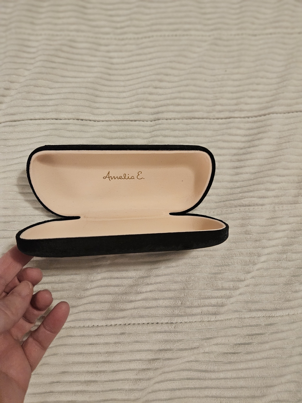 Black Velvet Eyewear Case with Soft Cream Interior